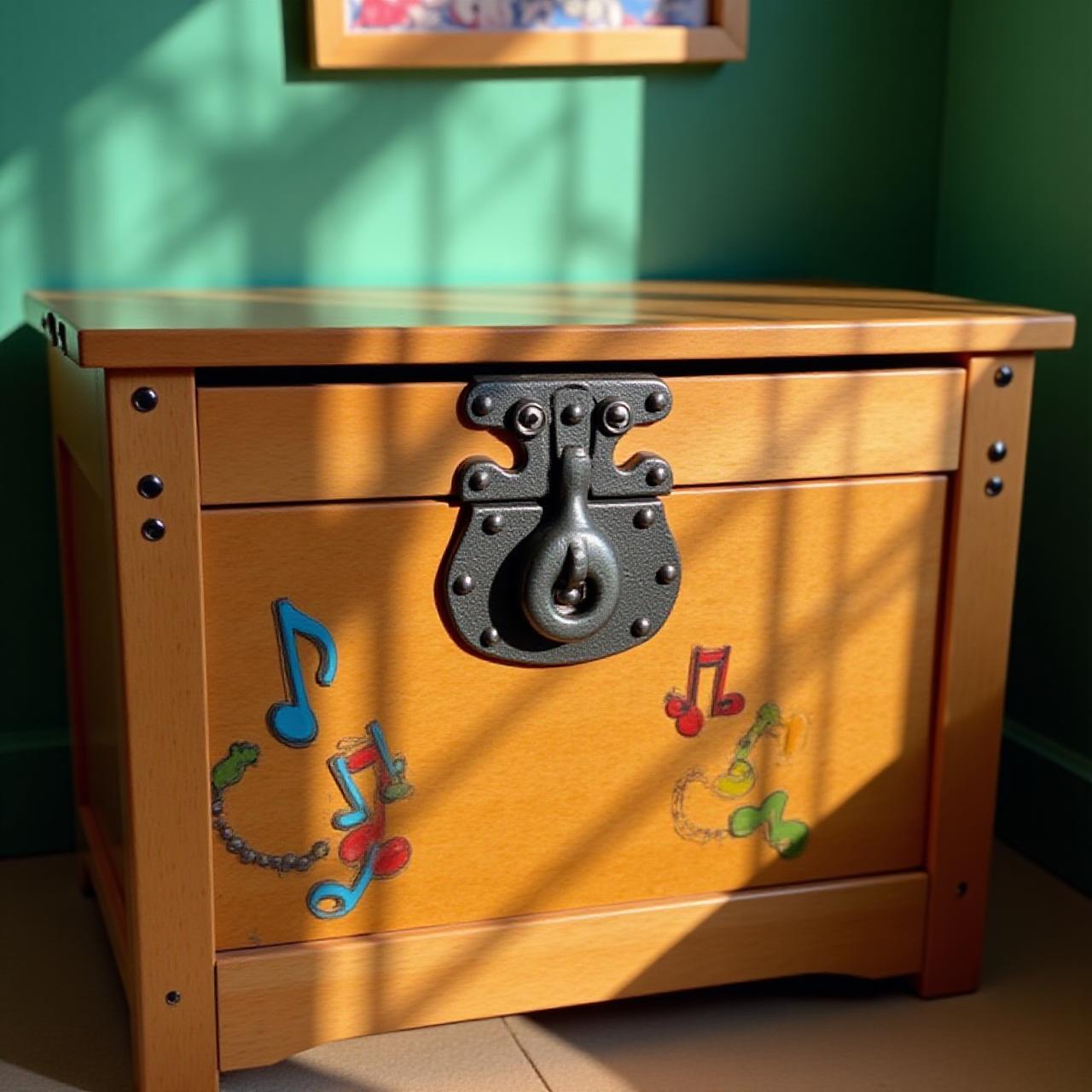 A secure wooden toy chest representing data safety